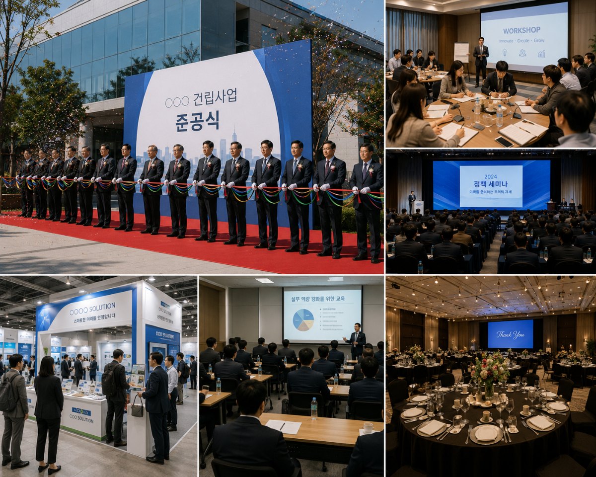 준공식 테이프 커팅·워크숍·정책 세미나·박람회 부스·만찬 등 행사 현장 사진